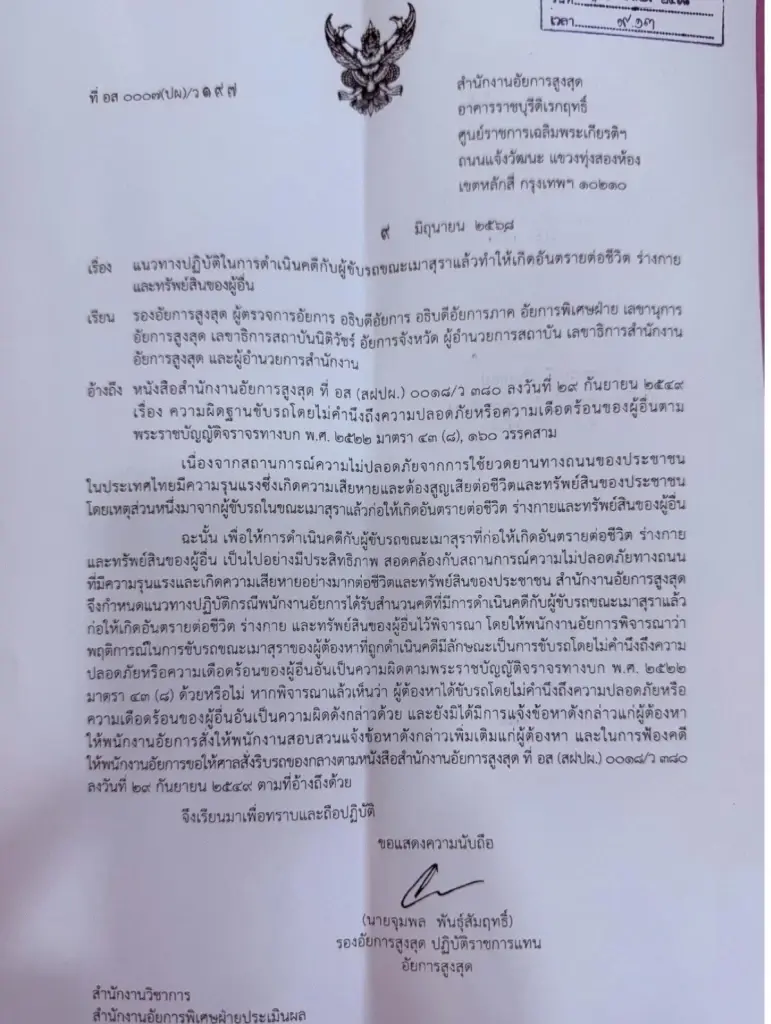 อสส. ห่วงใยประชาชนกลับบ้านสงกรานต์ เมาไม่ขับ-ไม่ขับรถซิ่ง