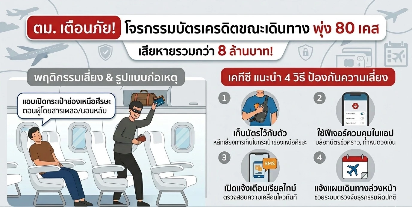 เตือนภัยโจรกรรมบัตรเครดิตช่วงเดินทางพุ่ง เคทีซีแนะใช้ฟีเจอร์ผ่านแอปลดความเสี่ยง
