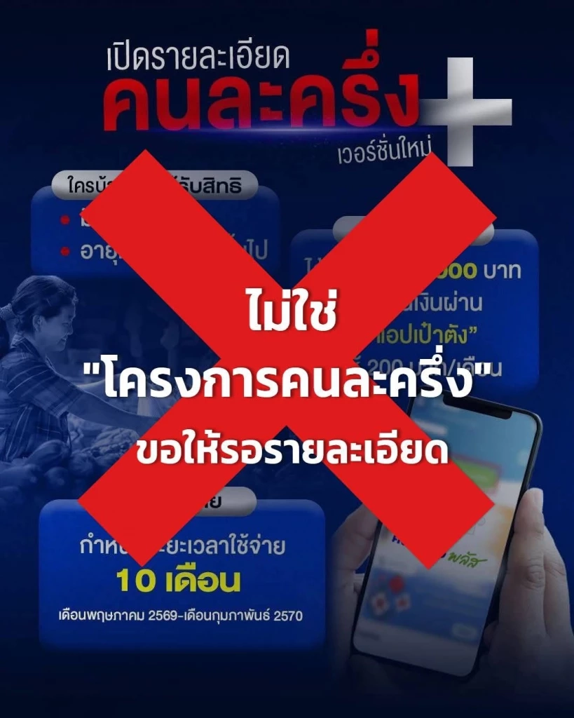 สยบข่าว 'คนละครึ่งพลัส' เฟสใหม่ แจกเดือนละ 200 บาท 10 เดือน ไม่จริง!