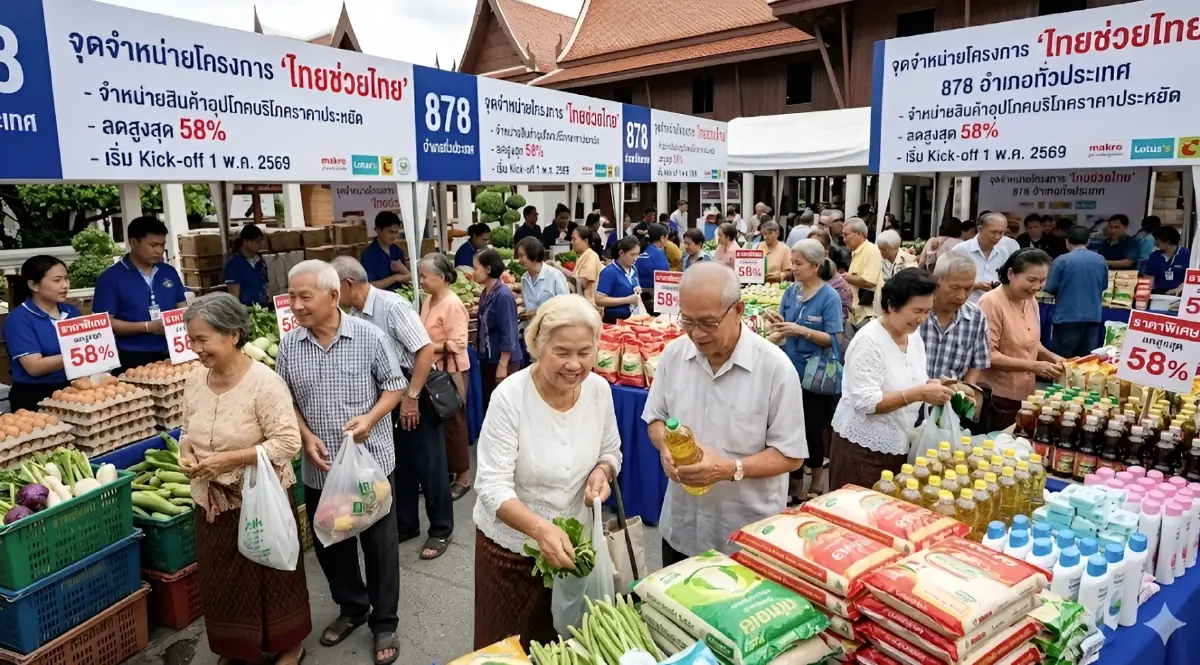 ห้ามพลาด! "ไทยช่วยไทย" คิกออฟ 1 พ.ค.นี้ ทุกอำเภอทั่วไทย! สินค้าจำเป็นลดกระหน่ำสูงสุด 58%