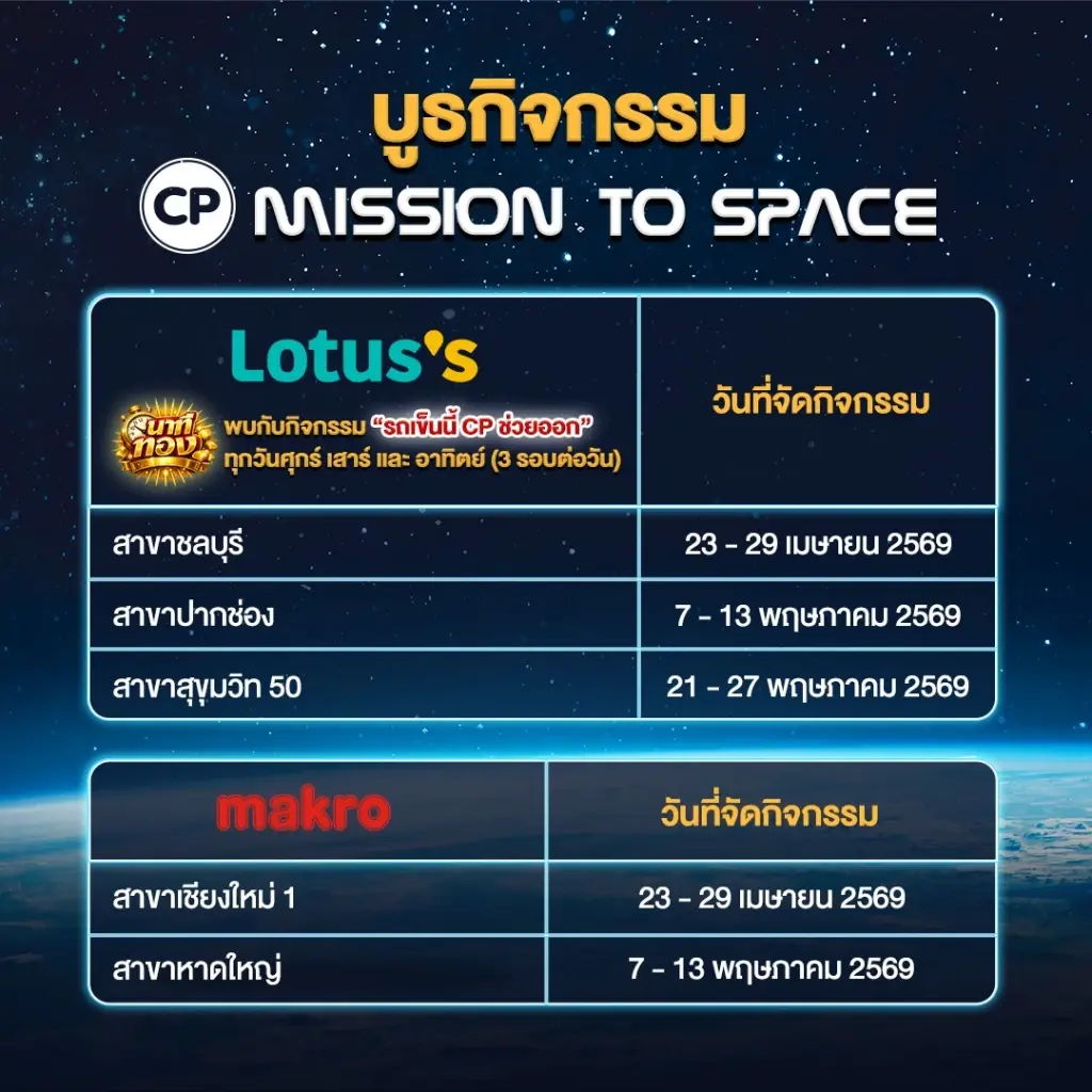 มาแล้ววว! ตาราง Roadshow CP Mission to Space