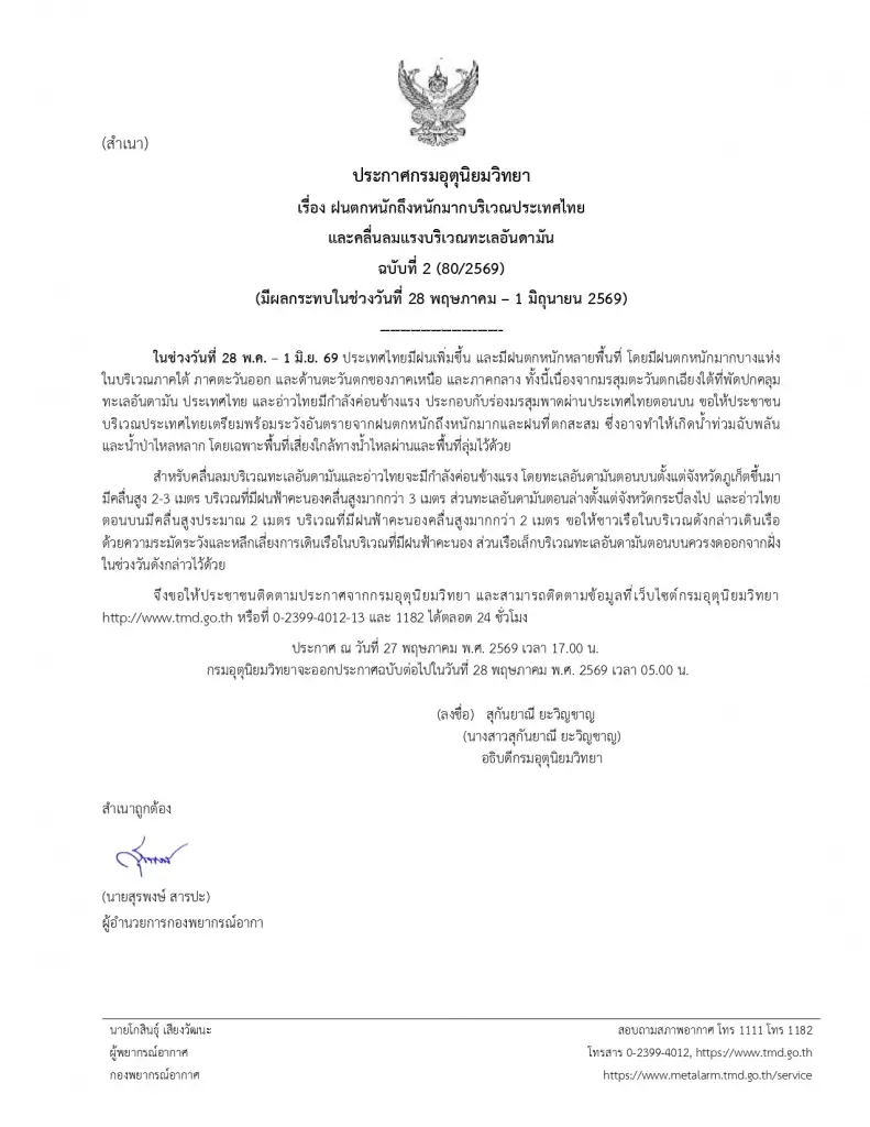 พรุ่งนี้ฝนตกไหม! ด่วน! เตือนฝนตกหนักมาก ฉ.2 พร้อมพิกัดฝนตกหนัก