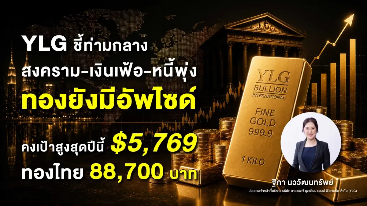 YLG ชี้ทองยังมีอัพไซด์ คงเป้าสูงสุดปีนี้ 5,769 ดอลลาร์ ทองไทย 88,700 บาท