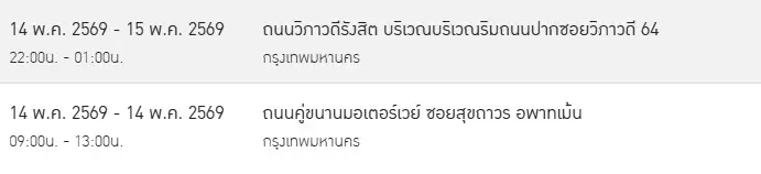ไฟดับพรุ่งนี้ (14 พ.ค. 69) พื้นที่กรุงเทพฯ มีไฟดับ 10 จุด เช็กที่นี่