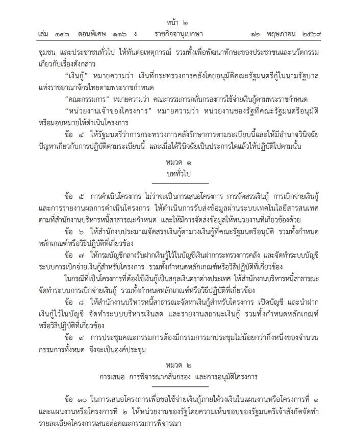 ราชกิจจาฯ แพร่ ระเบียบ ก.คลัง รองรับ พ.ร.ก.กู้เงิน 4 แสนล้าน