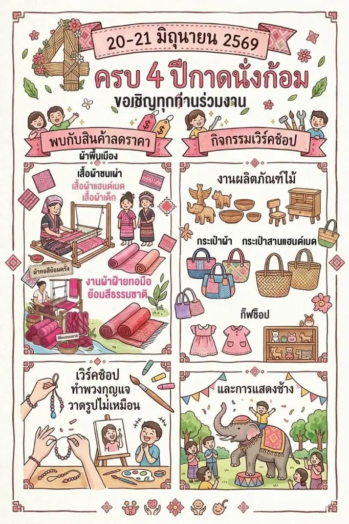 แผ่นภาพประชาสัมพันธ์กิจกรรม "กาดนั่งก้อม" ที่เชียงใหม่ 
