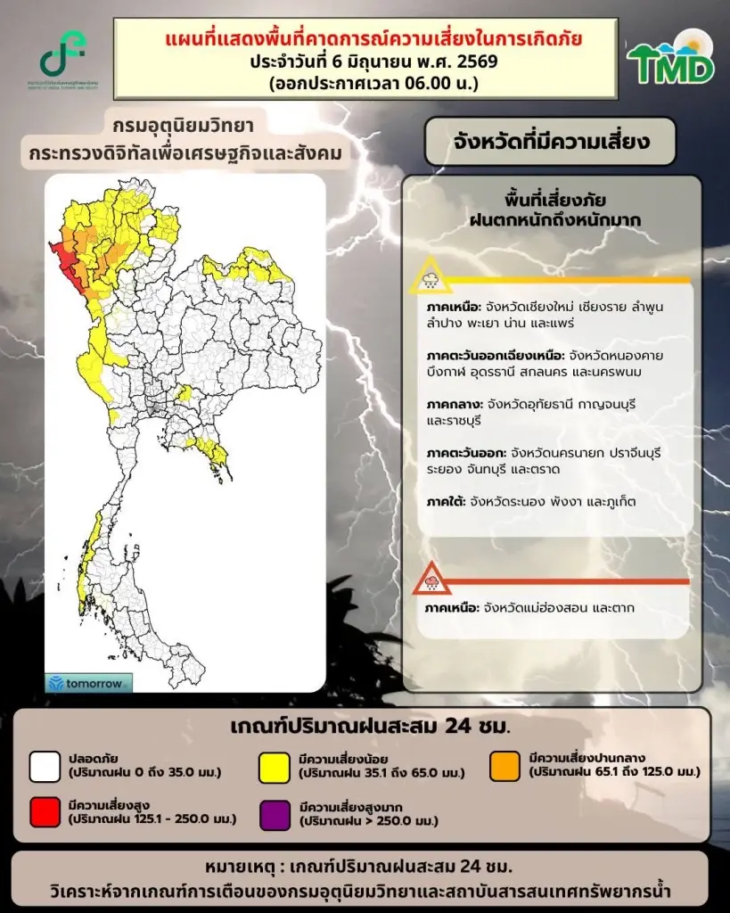 วันนี้ฝนตกไหม? พยากรณ์อากาศ เปิดพิกัดอุตุเตือนพื้นที่ฝนตกหนักวันนี้