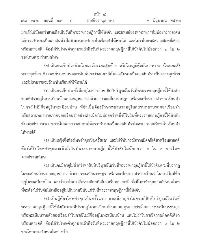 โปรดเกล้าฯ พระราชทานอภัยโทษ เนื่องในพระราชพิธี เฉลิมพระชนมพรรษา 4 รอบ พระราชินี