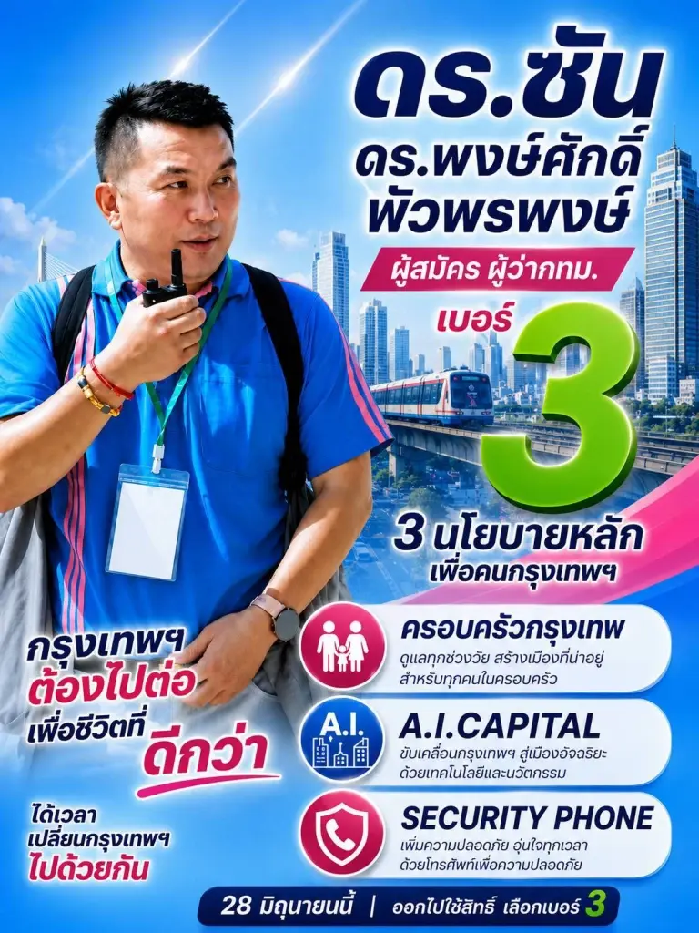 "พงษ์ศักดิ์" ชิง "ผู้ว่าฯ กทม.ชู "ครอบครัว กทม. - A.I. CAPITAL"