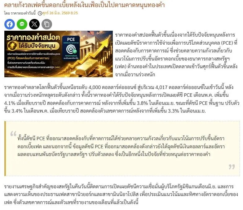 ผันผวนหนัก! ราคาทองวันนี้ 26 มิ.ย. 69 ล่าสุด ราคา ผันผวนหนัก ทองรูปพรรณ ขายออก 64,650 บาท