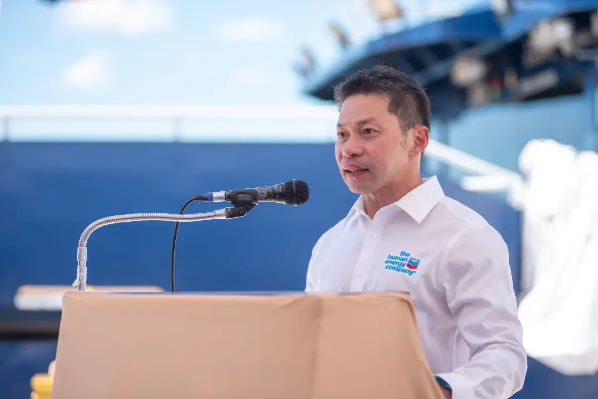 เชฟรอนและบริษัทผู้รับเหมาฉลองพิธีตั้งชื่อเรือขนส่งลำใหม่  ผสานเทคโนโลยีทันสมัย เพิ่มประสิทธิภาพและความปลอดภัยในการดำเนินงาน