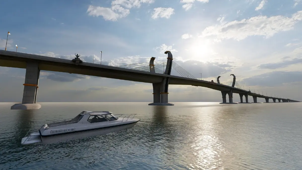 ภาพตัวอย่างสะพานเชื่อมเกาะลันตา-สะพานข้ามทะเลสาบสงขลา 