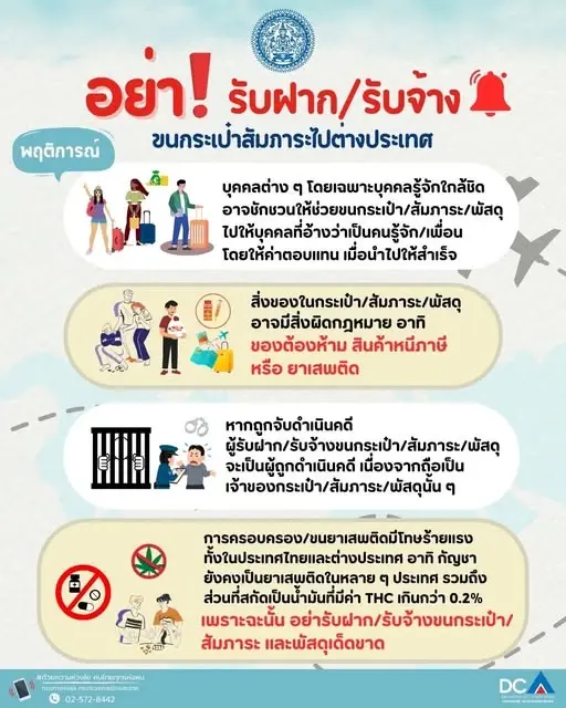 เตือน ปชช.อย่ารับหิ้วของไปต่างแดนเสี่ยงของผิดกฎหมาย-โทษหนัก