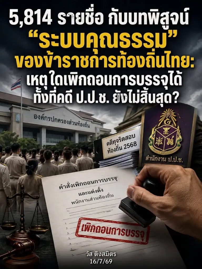 "อดีตผู้พิพากษา" เคลียร์ปมเพิกถอน 5,814 ชื่อ "โกงสอบท้องถิ่น" ชี้ทำได้เลยไม่ต้องรอผลชี้ขาดจาก ป.ป.ช.
