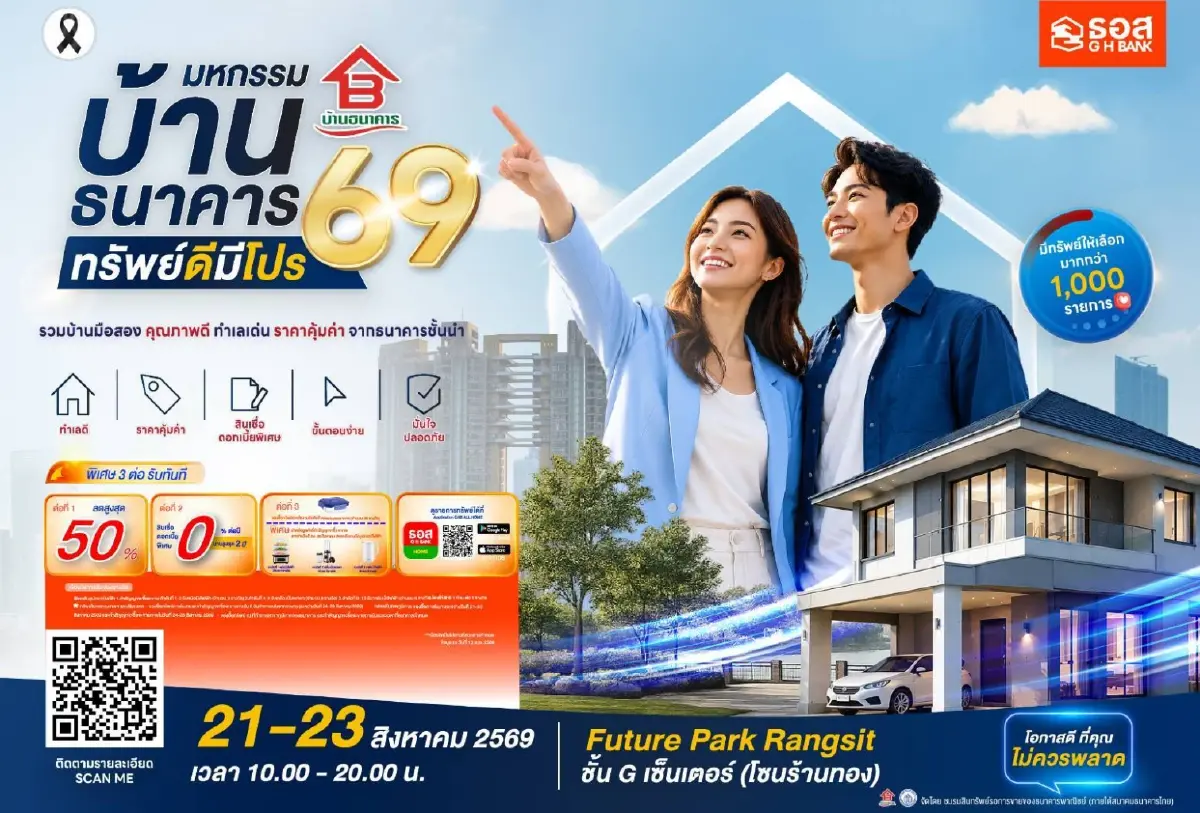 ธอส. หนุนคนไทยมีบ้าน คัดทรัพย์มือสองคุณภาพดี 'มหกรรมบ้านธนาคาร 2569'