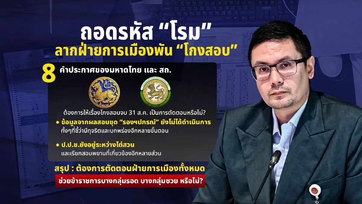 ถอดรหัส "โรม" ลากฝ่ายการเมืองพัน "โกงสอบ" แฉอธิบดี 3 ยุคสารภาพสิ้น มี "โควตาผู้ใหญ่" บงการจัดสอบ
