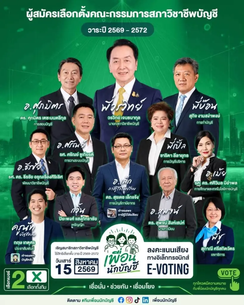 เลือกตั้งสภาวิชาชีพบัญชี วรวิทย์ เบอร์ 2 ยกระดับนักบัญชียุค AI