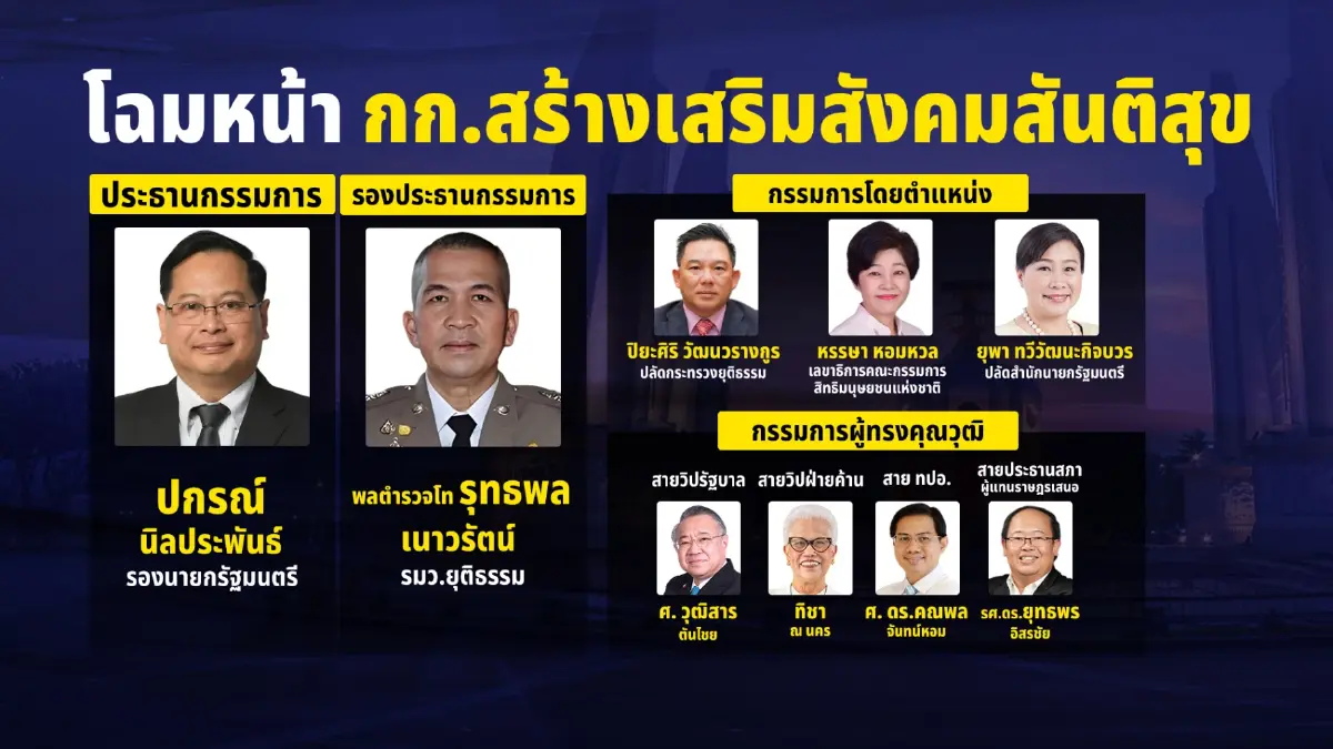 เผยโฉมหน้า กก.กรรมการสร้างเสริมสันติสุข  ประชุมนัดแรกจันทร์นี้