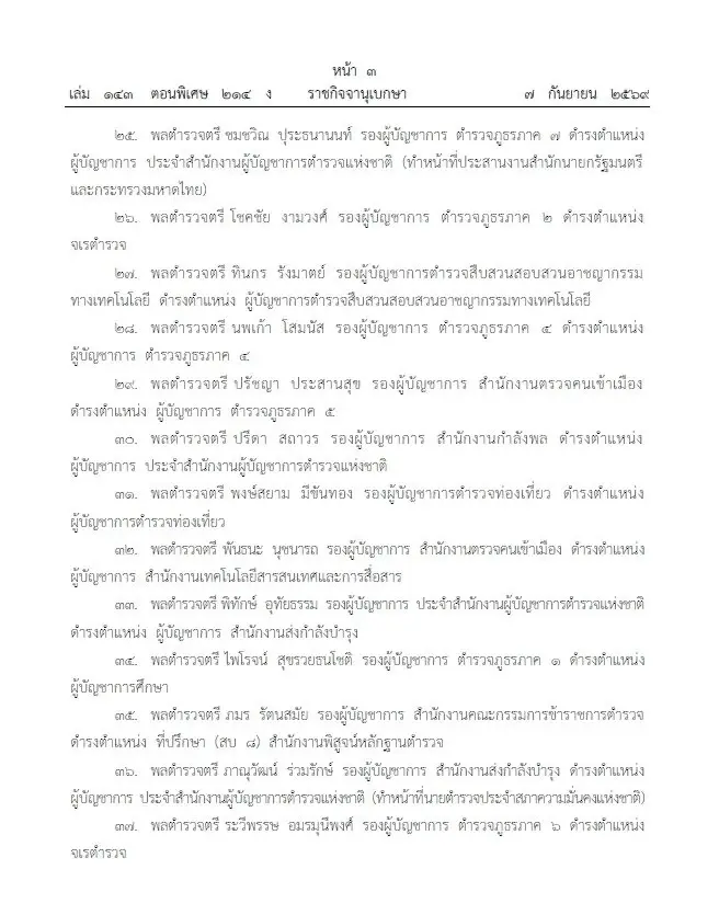 โปรดเกล้าฯ แต่งตั้ง 281 นายพลตำรวจ "บิ๊กแมน-บิ๊กดา" นั่ง รองผบ.ตร. บิ๊กเต่า ขึ้นจเรตำรวจ