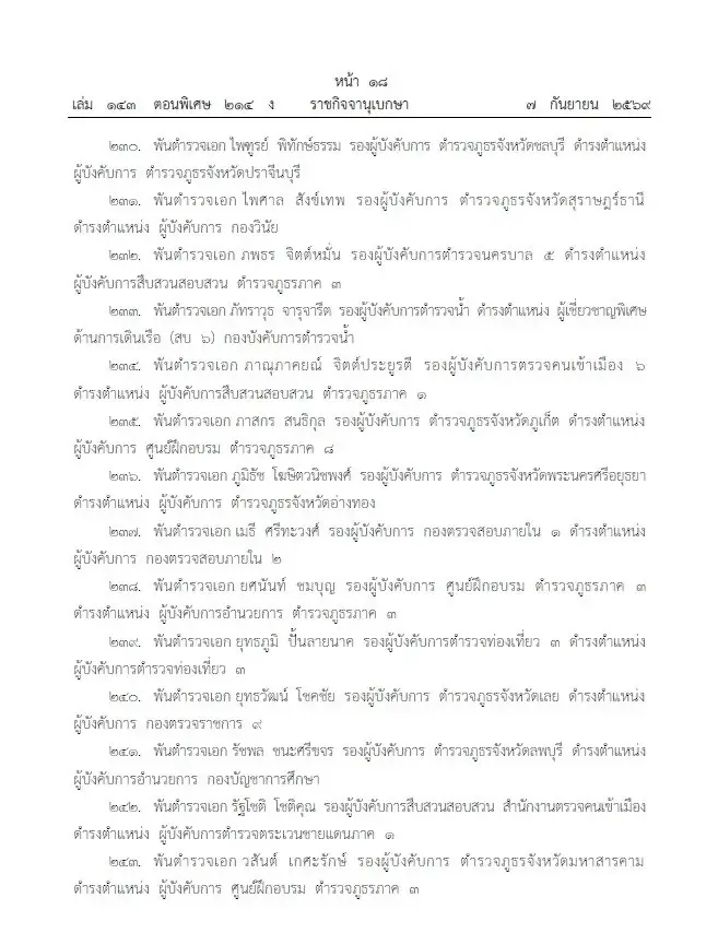 โปรดเกล้าฯ แต่งตั้ง 281 นายพลตำรวจ "บิ๊กแมน-บิ๊กดา" นั่ง รองผบ.ตร. บิ๊กเต่า ขึ้นจเรตำรวจ