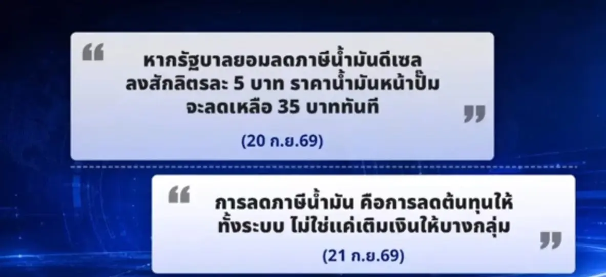 เบรกแนวคิด "กรณ์" หั่นภาษีน้ำมัน 5 บาท หนุนอุ้มเฉพาะจุด "E20 - B20"