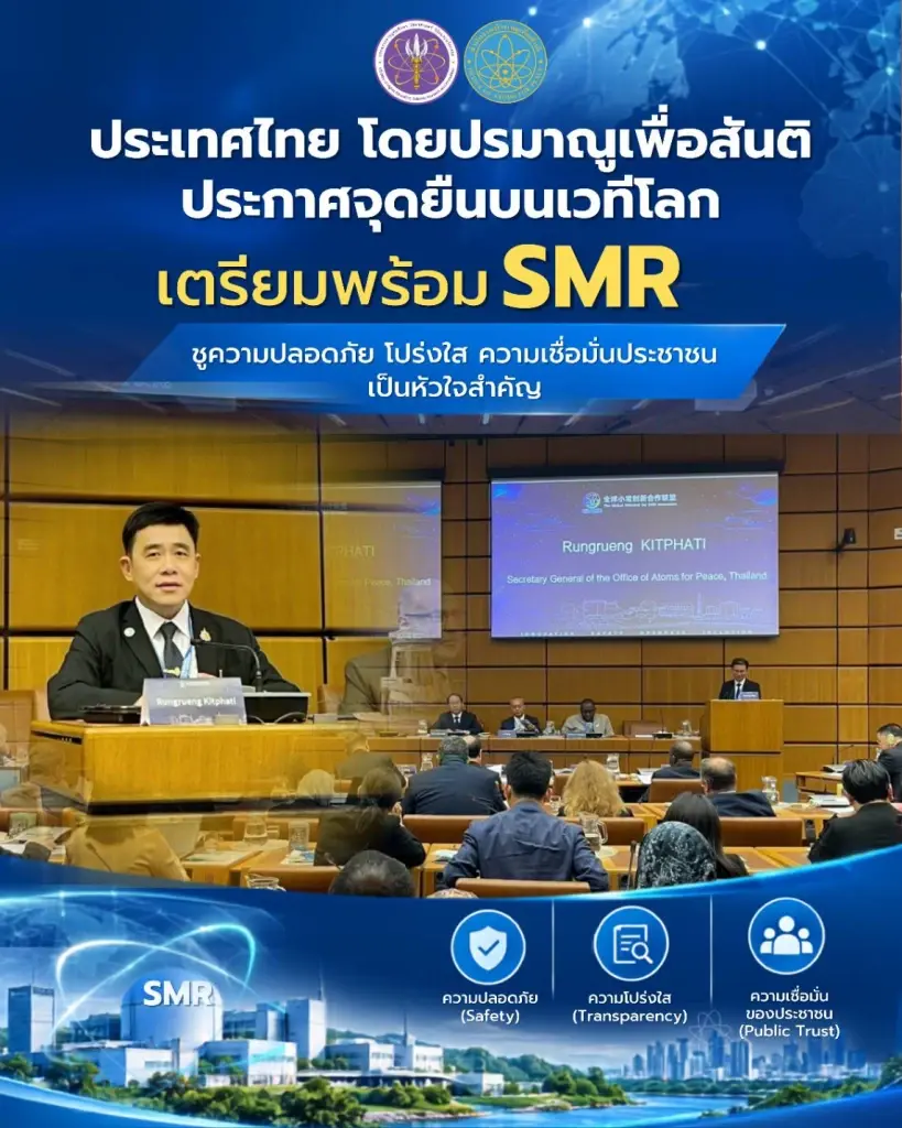ปส. ประกาศจุดยืนเวที IAEA ชูความพร้อม SMR ปลอดภัยมาตรฐานสากล