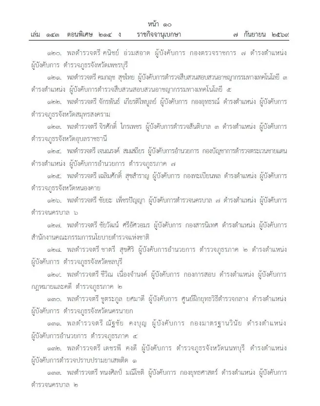 โปรดเกล้าฯ แต่งตั้ง 281 นายพลตำรวจ "บิ๊กแมน-บิ๊กดา" นั่ง รองผบ.ตร. บิ๊กเต่า ขึ้นจเรตำรวจ