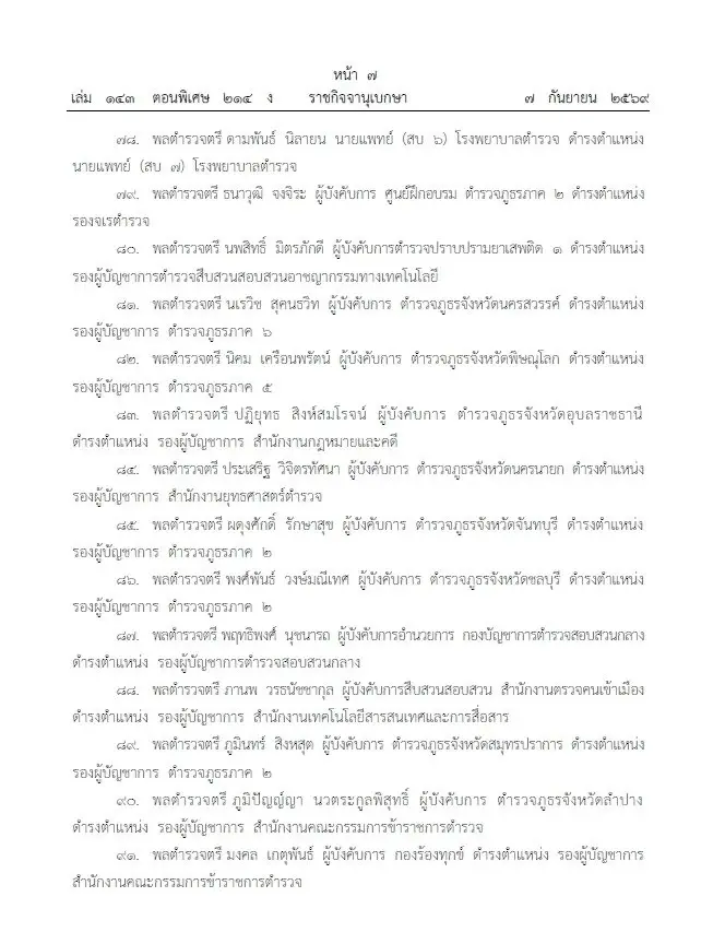 โปรดเกล้าฯ แต่งตั้ง 281 นายพลตำรวจ "บิ๊กแมน-บิ๊กดา" นั่ง รองผบ.ตร. บิ๊กเต่า ขึ้นจเรตำรวจ