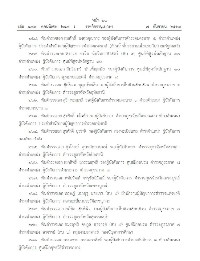 โปรดเกล้าฯ แต่งตั้ง 281 นายพลตำรวจ "บิ๊กแมน-บิ๊กดา" นั่ง รองผบ.ตร. บิ๊กเต่า ขึ้นจเรตำรวจ
