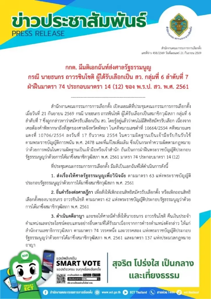 กกต.เอกฉันท์ฟัน สว.ธนกร พ้นเก้าอี้ เหตุเคยโดนคดีเจ้ามือพนัน