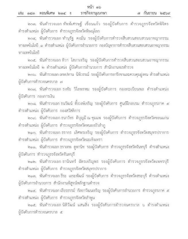 โปรดเกล้าฯ แต่งตั้ง 281 นายพลตำรวจ "บิ๊กแมน-บิ๊กดา" นั่ง รองผบ.ตร. บิ๊กเต่า ขึ้นจเรตำรวจ
