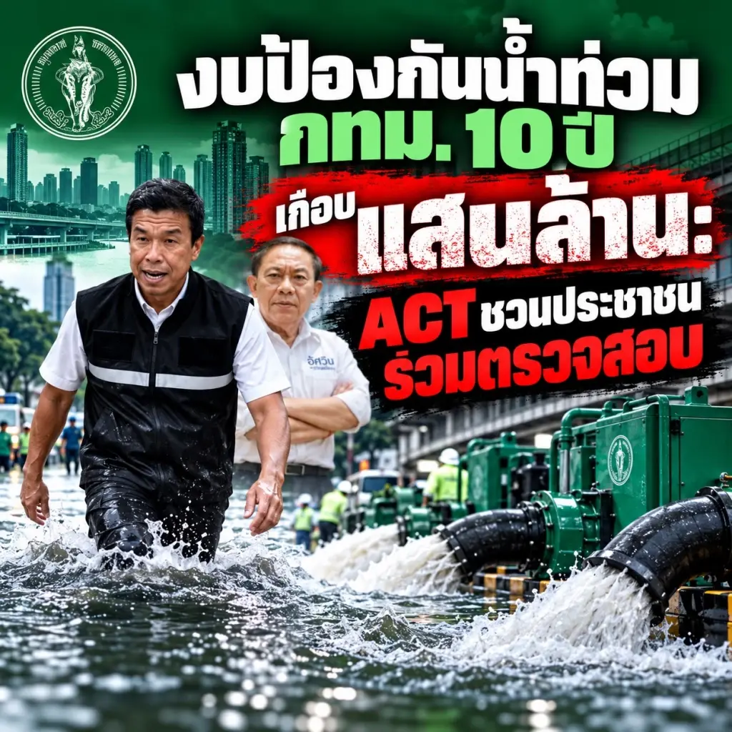 งบป้องกันน้ำท่วม กทม. 10 ปี เกือบแสนล้าน  ACT ชวนประชาชนร่วมตรวจสอบ