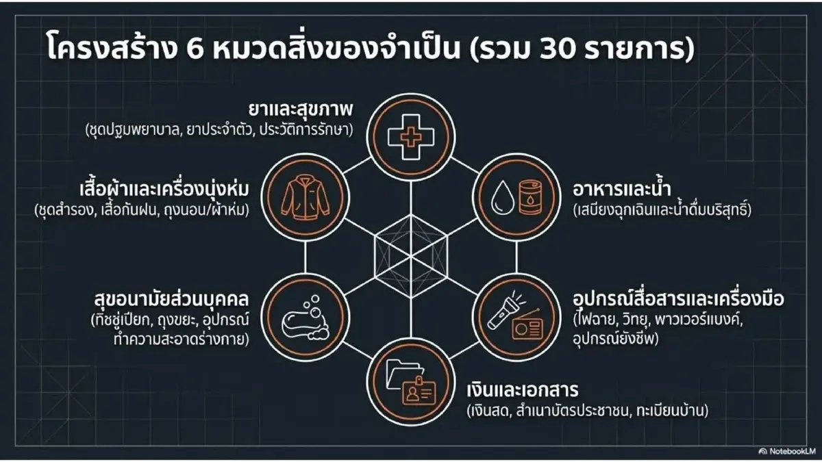 มีติดบ้านไว้รอดแน่! ปภ. แนะจัด "กระเป๋าต้องรอด" กฎเหล็ก 72 ชั่วโมง เช็กลิสต์ 6 หมวด 30 รายการ