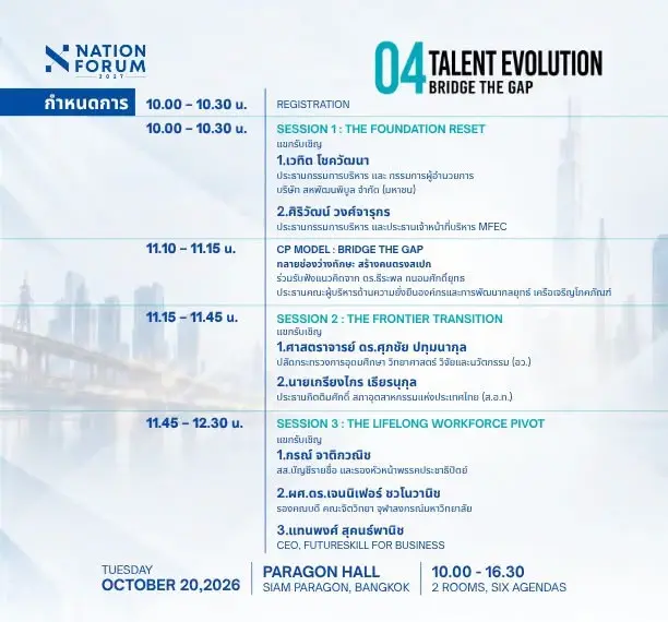 เวที TALENT EVOLUTION: BRIDGE THE GAP ภายในงาน NATION FORUM 2027: THAILAND’S AGENDA