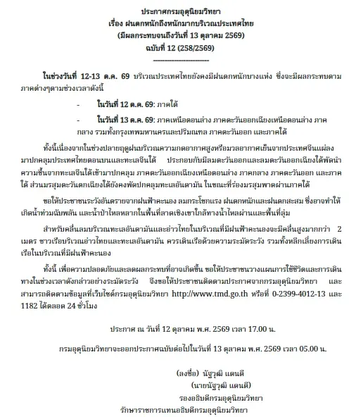 เช็กพิกัดฝนถล่ม! ภาคใต้อ่วม 70% ฝนตกหนัก 12 จังหวัด "กทม.-ปริมณฑล" มีฝนฟ้าคะนอง 30% ของพื้นที่