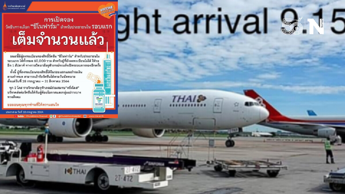 ปิดจองฉีด"ซิโนฟาร์ม" พร้อมเปิดใหม่สัปดาห์หน้า วันนี้มาเพิ่มอีกล้านโดส