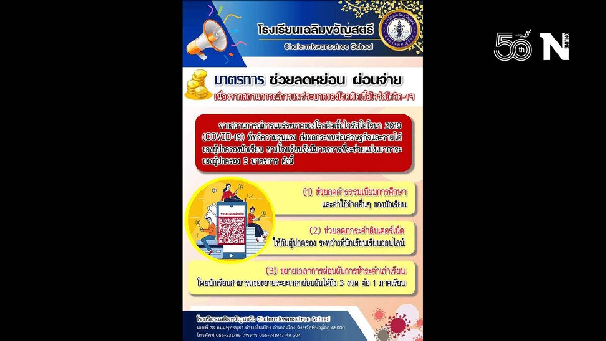 ร.ร.เฉลิมขวัญสตรีแจ้งข่าวดี! -"ลดหย่อน-ผ่อนจ่าย"ค่าเทอม ร.ร.เฉลิมขวัญสตรีแจ้งข่าวดี! -"ลดหย่อน-ผ่อนจ่าย"ค่าเทอม