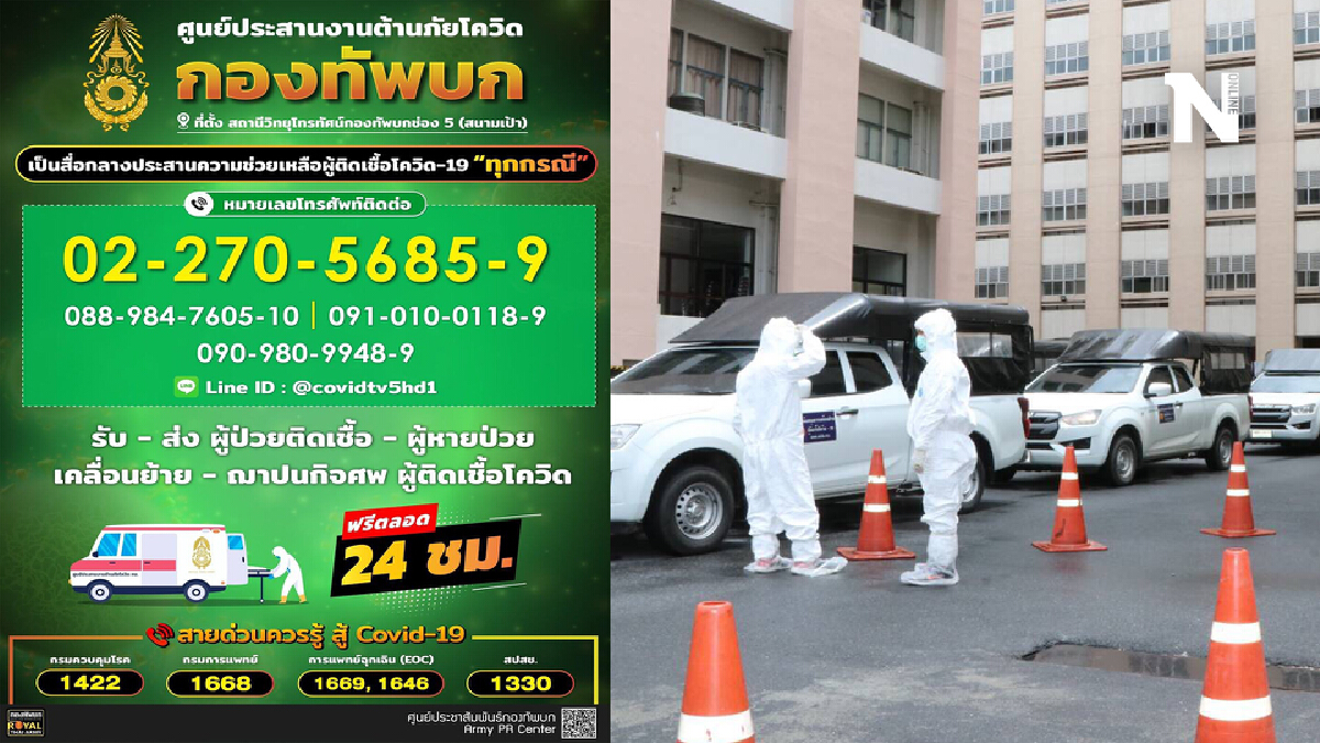 เบอร์นี้ต้องเซฟ!! คอลเซ็นเตอร์"กองทัพบก"พร้อมช่วยสารพัดเรื่อง"โควิด"