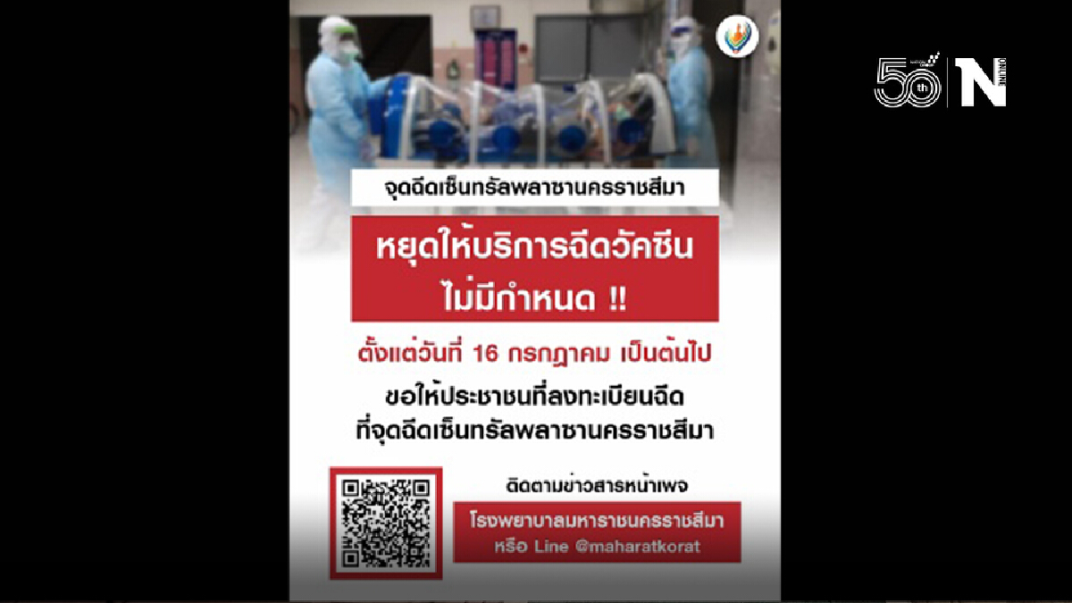 รพ.มหาราชโคราช ขอโทษ ไม่มีวัคซีนฉีดให้กว่า1แสนคนที่ลงทะเบียนไว้ รพ.มหาราชโคราช ขอโทษ ไม่มีวัคซีนฉีดให้กว่า1แสนคนที่ลงทะเบียนไว้