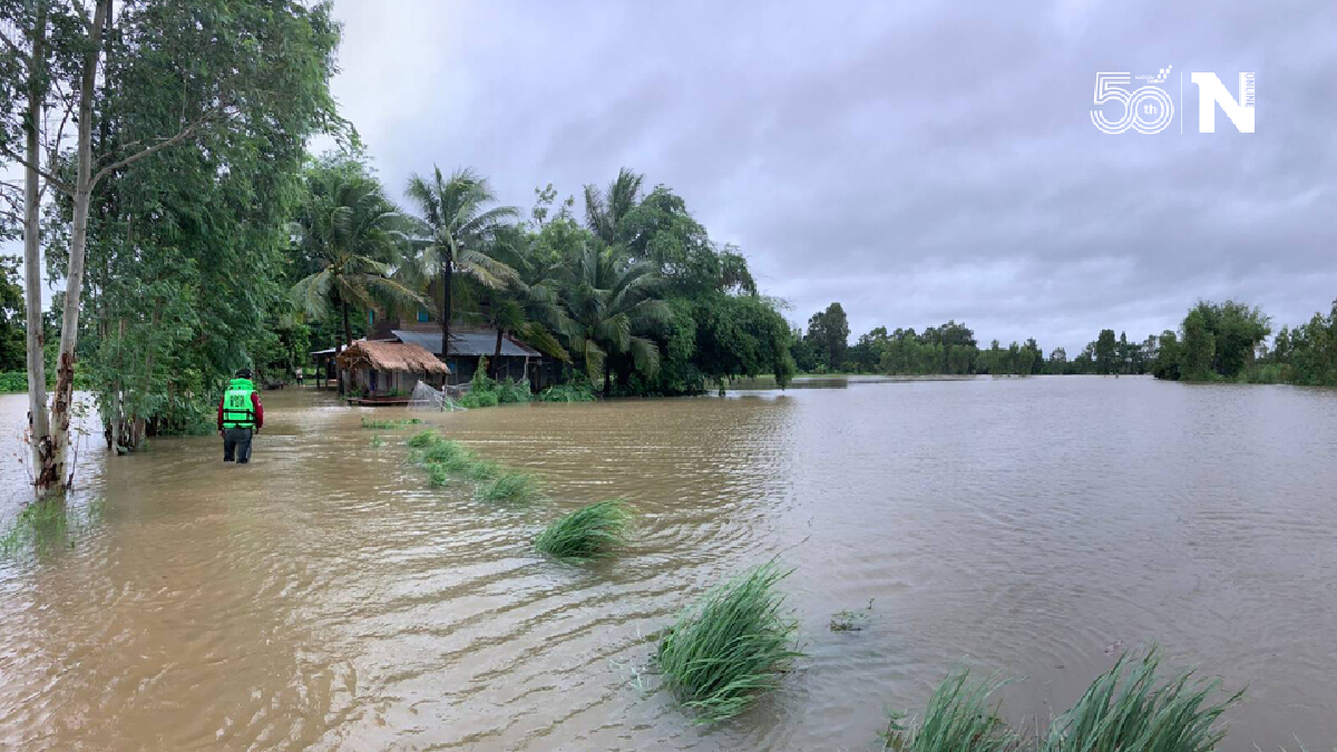พายุถล่มทำให้เกิดน้ำท่วมฉับพลันบ้านเรือน-นาข้าวเสียหาย