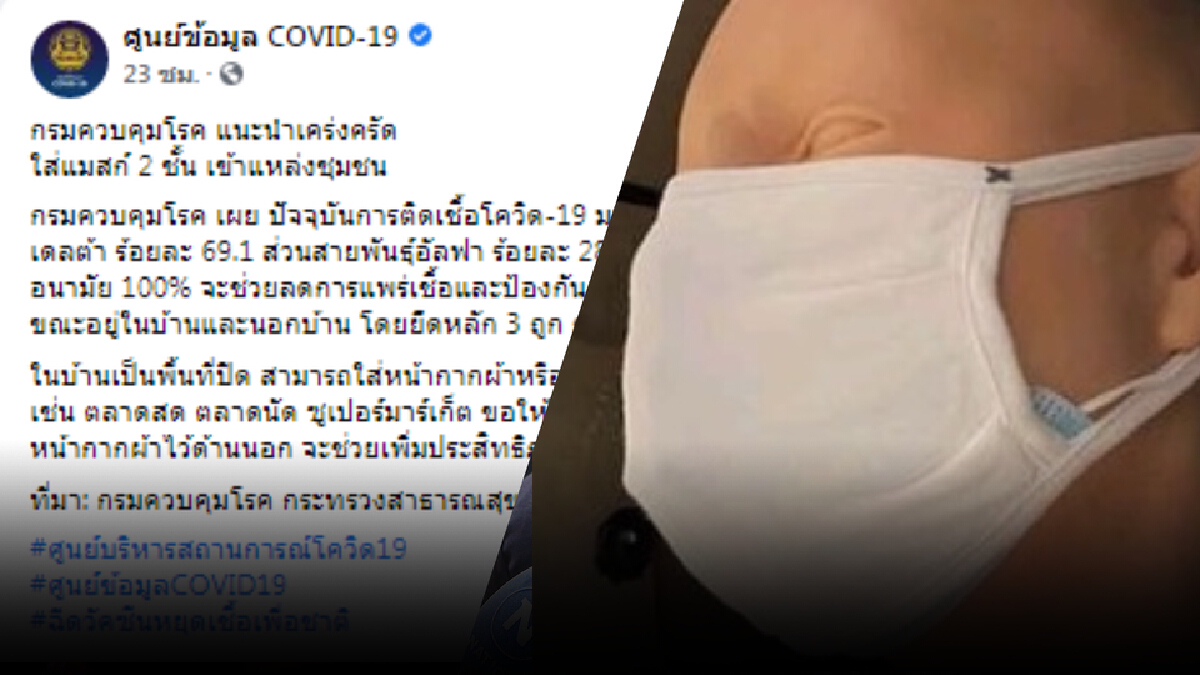 กรมควบคุมโรค แนะนำใส่แมสก์ 2 ชั้น เข้าแหล่งชุมชน กรมควบคุมโรค แนะนำใส่แมสก์ 2 ชั้น เข้าแหล่งชุมชน