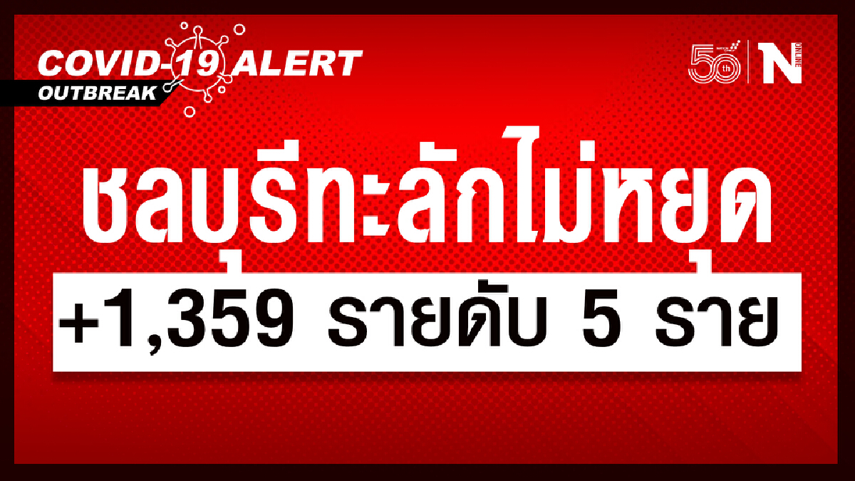 ชลบุรี ทะลักไม่หยุด ยอดผู้ติดเชื้อใหม่ 1,359 ราย ดับ 5 ราย ชลบุรี ทะลักไม่หยุด ยอดผู้ติดเชื้อใหม่ 1,359 ราย ดับ 5 ราย