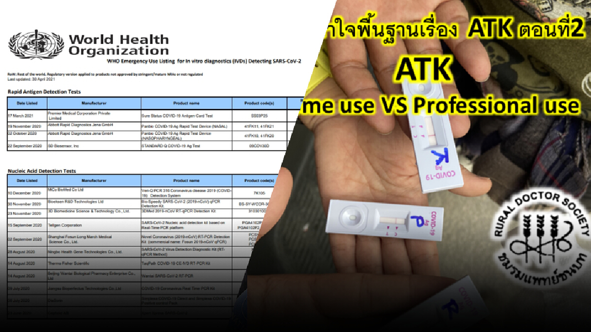 เปิด 4 รายชื่อ "ATK" ที่ผ่านการรับรองจาก องค์การอนามัยโลก