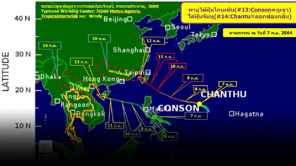 "พายุไต้ฝุ่น" ที่จะมีขึ้น 13-15 ก.ย. ไม่เข้าสู่ประเทศไทยโดยตรง "พายุไต้ฝุ่น" ที่จะมีขึ้น 13-15 ก.ย. ไม่เข้าสู่ประเทศไทยโดยตรง