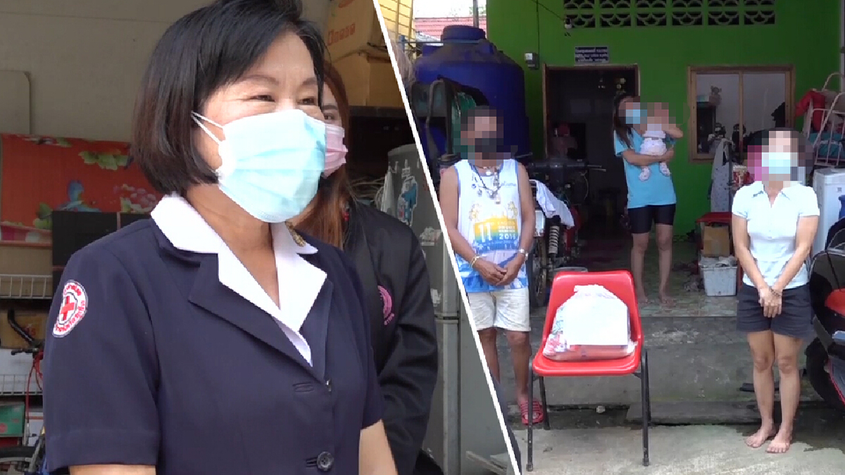 กำลังใจผู้ประสบภัย  กาชาดภูเก็ตรุดเยี่ยมครอบครัวติดโควิดทั้งบ้าน