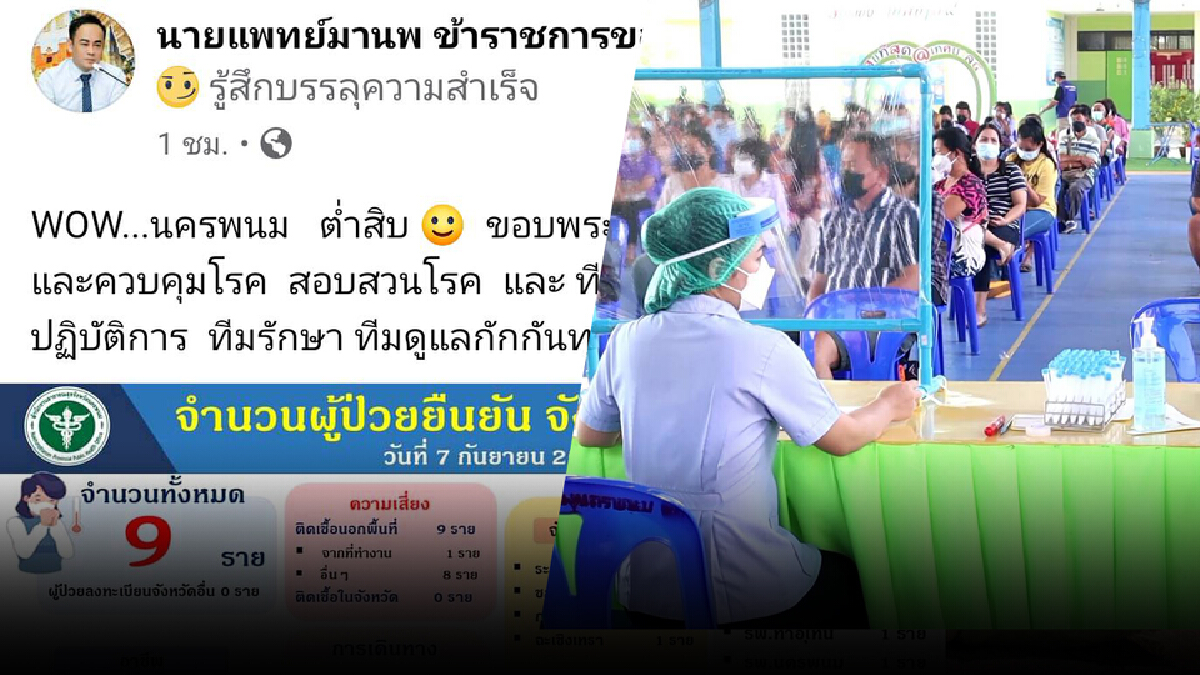 นครพนมยิ้มสาละวันเตี้ยลงๆ ยอดป่วยรายวันต่ำสุดในรอบ 69 วัน นครพนมยิ้มสาละวันเตี้ยลงๆ ยอดป่วยรายวันต่ำสุดในรอบ 69 วัน
