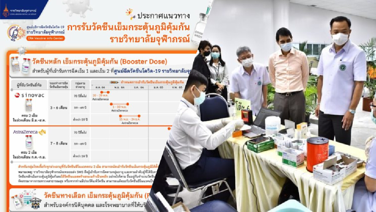 ราชวิทยาลัยจุฬาภรณ์ ประกาศกำหนดฉีดวัคซีนกระตุ้นเข็ม 3 
