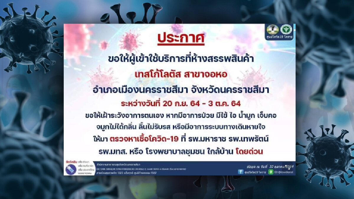 ติดโควิดเกือบทุกแผนก คลัสเตอร์ห้างโคราช