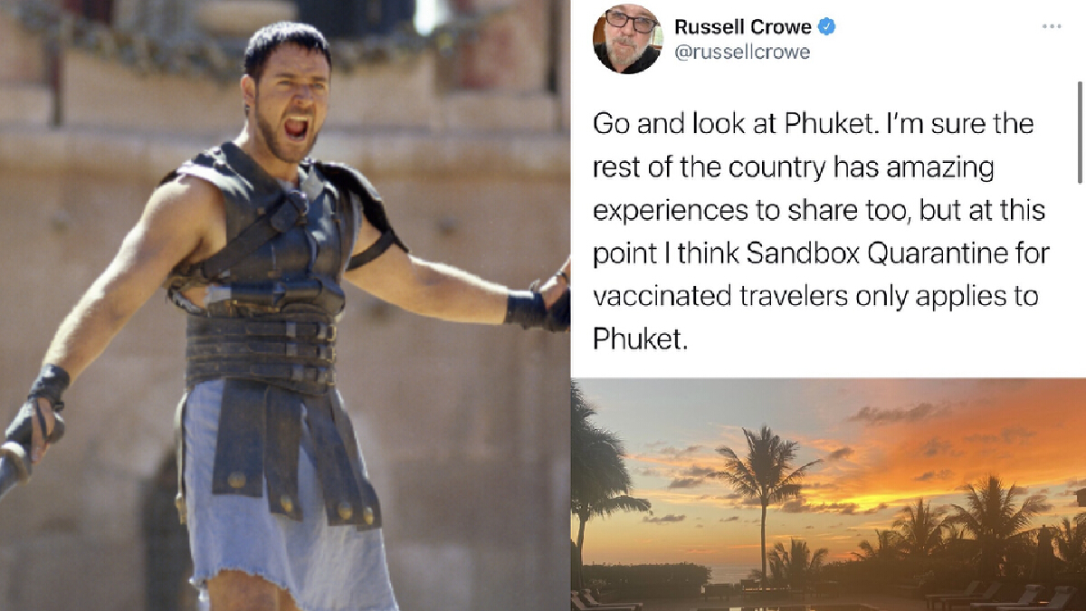 Russell Crowe ทวีตชมรัฐบาลไทยกับแนวคิด ภูเก็ต แซนด์บ็อกซ์ ที่สุดวิเศษ