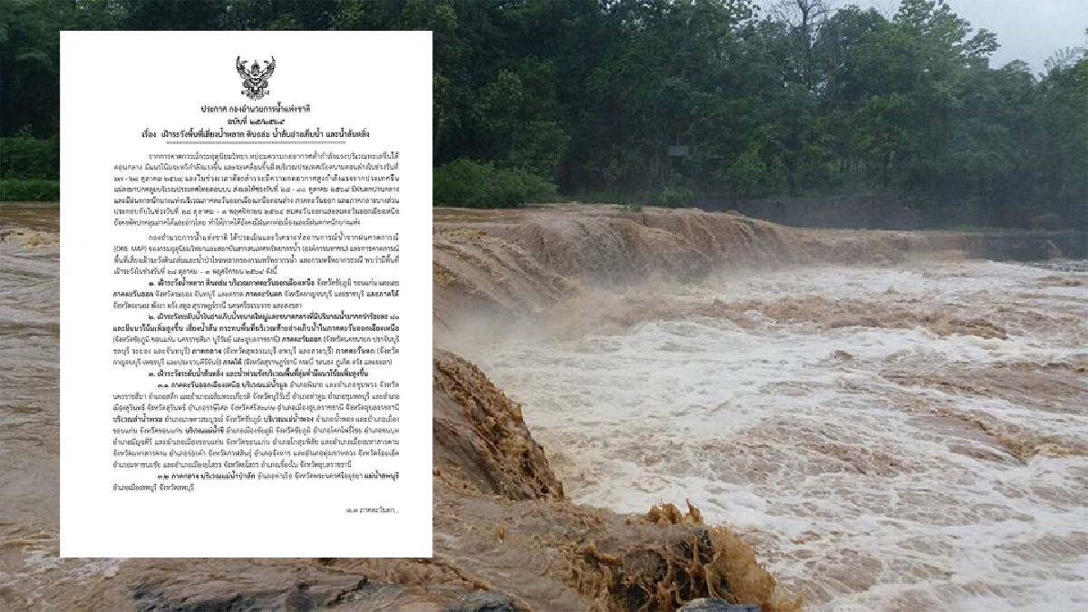 ประกาศ กอนช. ฉบับที่ 25 เฝ้าระวังพื้นที่เสี่ยงน้ำหลาก ดินถล่ม น้ำล้นอ่างฯ ประกาศ กอนช. ฉบับที่ 25 เฝ้าระวังพื้นที่เสี่ยงน้ำหลาก ดินถล่ม น้ำล้นอ่างฯ